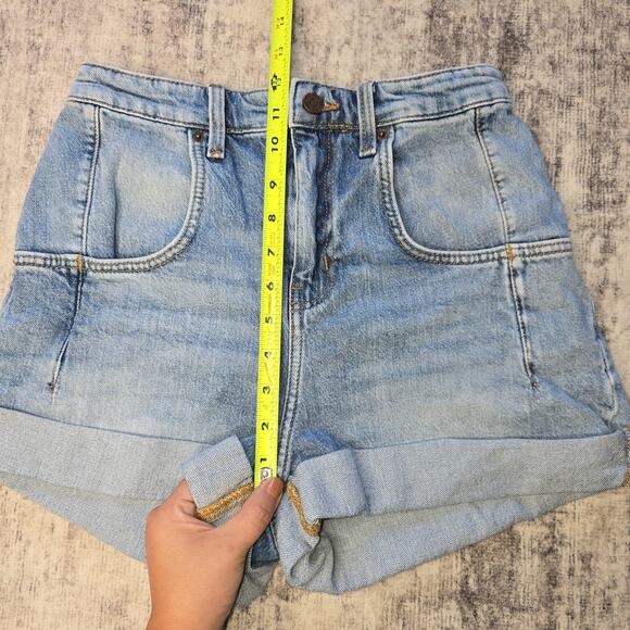 BDG High Rise Stretch Roll Hem Shorts Womens 26 Denim Cuffed Urban Outfitters - Picture 3 of 9